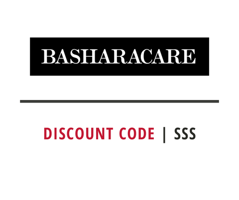 Discount code 'SSS' for 'BASHARACARE' on a white background
