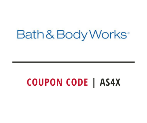 Bath & Body Works coupon code AS4X on a white background