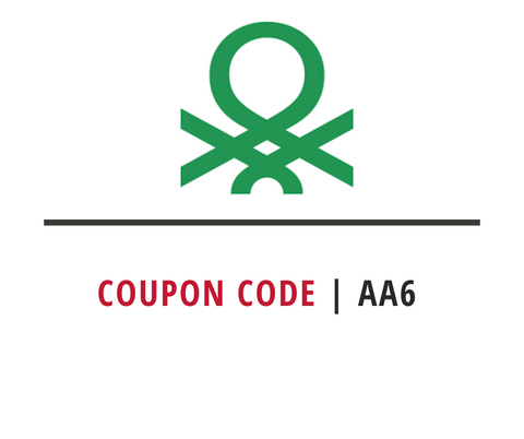 Green logo with a black line and red coupon code 'AA6' on a white background - 5% off sitewide