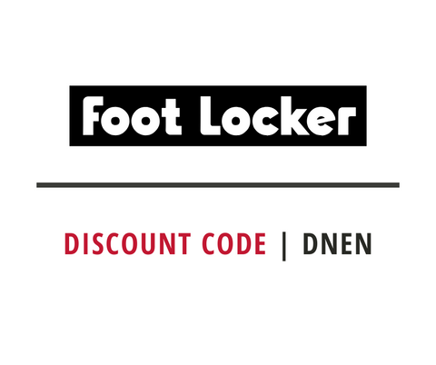 Foot Locker discount code 'DNEN' on a white background