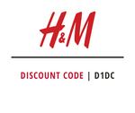 H&M discount code D1DC on a white background