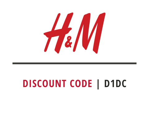 H&M discount code D1DC on a white background