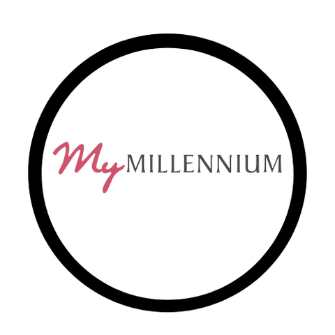 Logo of 'My Millennium' with a black circle and text on a white background - discount code up to 70% OFF