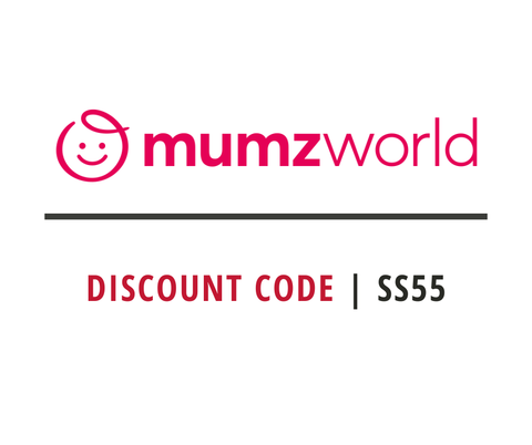 Mumzworld discount code SS55 on a white background