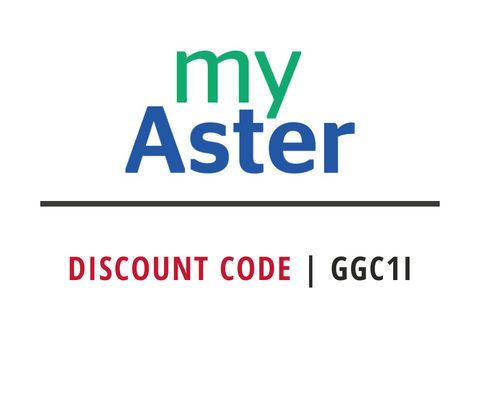 my Aster discount code GGC11 on a white background