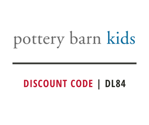 Pottery Barn Kids discount code : DL84 on a white background