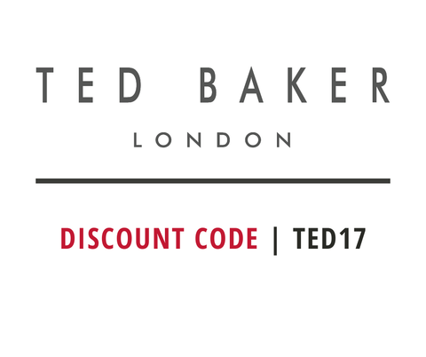 Ted Baker London discount code: TED17 on a white background